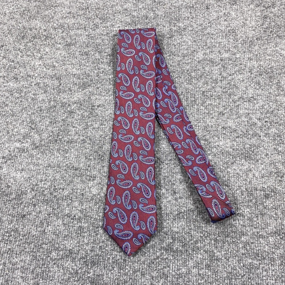 Michael Kors Tie Mens One Size Red Blue Paisley Silk Classic Designer Accessory